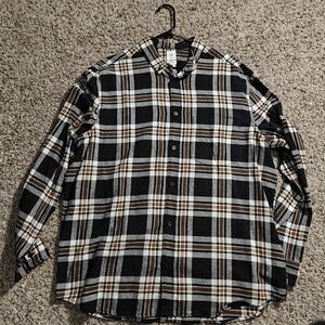 H&M Black, White, and Tan Plaid flannel Casual Shirt Size XL